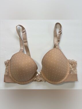 b.tempt’d By Wacoal Express Yourself Contour Bra 953151 Size 34C Beige Polka Dot
